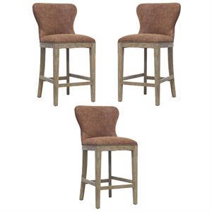 Home Square 26&quot Counter Stool in Brown/Nubuck Chocolate - Set of 3