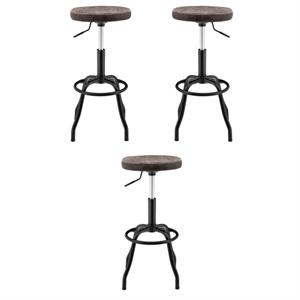 Home Square 29&quot Metal Backless Bar Stool in Coffee/Brown - Set of 3
