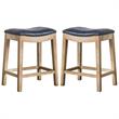 Home Square 2 Piece Bonded Leather Counter Stool Set in Blue/Weathered Smoke