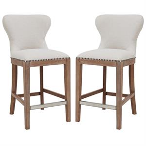 Home Square 26&quot Fabric Counter Stool in Cardiff Cream - Set of 2