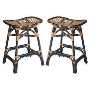 Home Square 24&quot Saddle Seat Counter Stool in Black - Set of 2