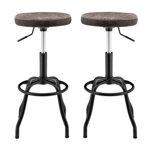 Home Square 29&quot Metal Backless Bar Stool in Coffee/Brown - Set of 2