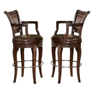 Home Square 30&quot Swivel Bar Stool in Cherry - Set of 2
