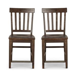 Home Square 24&quot Slat Back Counter Stool in Dark Oak - Set of 2