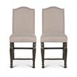 Home Square Fabric Counter Stool in Light Stone - Set of 2
