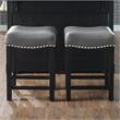 Home Square Faux Leather Solid Wood Counter Stool in Gray - Set of 2