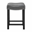 Home Square Faux Leather Solid Wood Counter Stool in Gray - Set of 2
