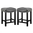 Home Square Faux Leather Solid Wood Counter Stool in Gray - Set of 2