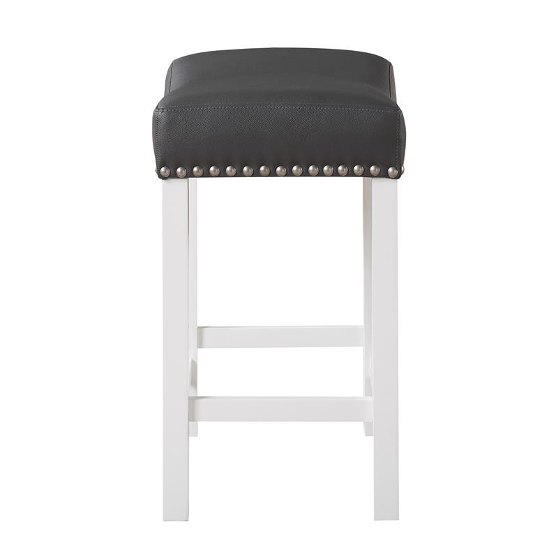 Home Square Faux Leather Counter Stool in Black/White - Set of 2