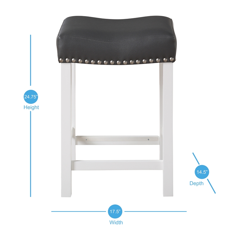 Home Square Faux Leather Counter Stool in Black/White - Set of 2