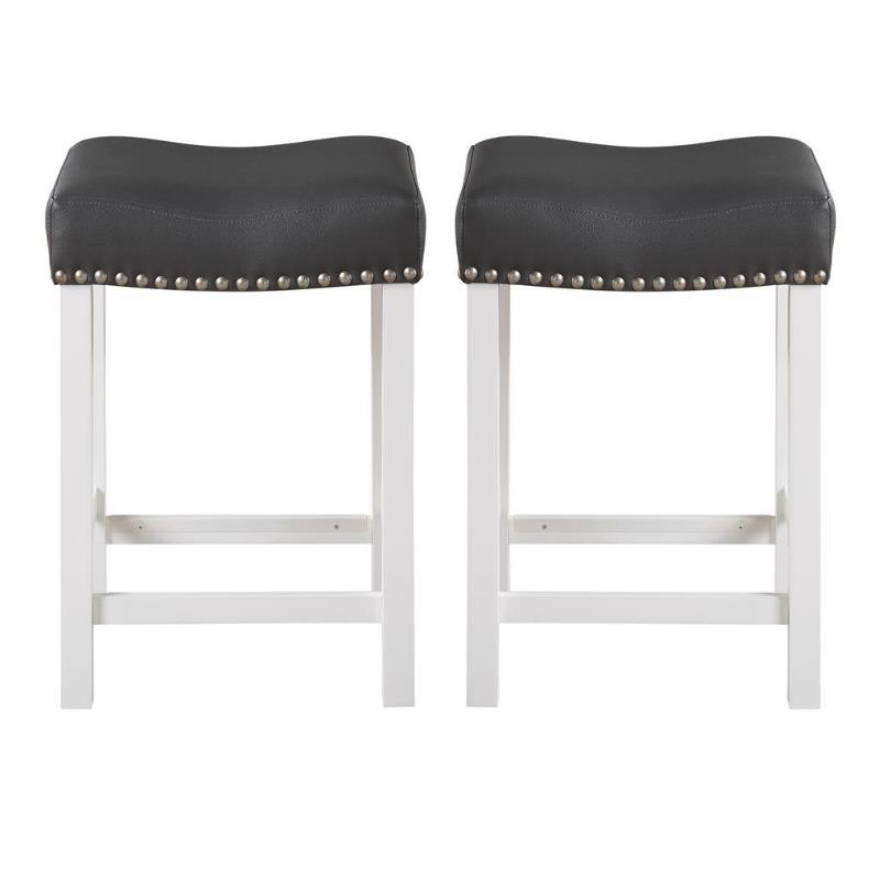 Home Square Faux Leather Counter Stool in Black/White - Set of 2