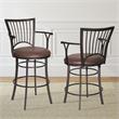 Home Square Metal Swivel Counter Stool in Brown - Set of 2