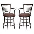 Home Square Metal Swivel Counter Stool in Brown - Set of 2