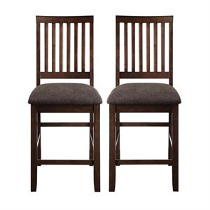 Home Square Wood Counter Stool in Espresso - Set of 2