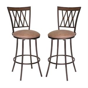 Home Square Swivel Metal Barstool in Camel Brown - Set of 2