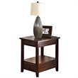 Home Square Crestline Chairside End Table in Mocha Cherry Finish - Set of 2