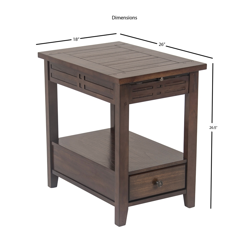 Home Square Crestline Chairside End Table in Mocha Cherry Finish - Set of 2