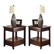 Home Square Crestline Chairside End Table in Mocha Cherry Finish - Set of 2