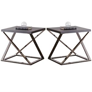 Home Square Square End Table in Black Nickel - Set of 2