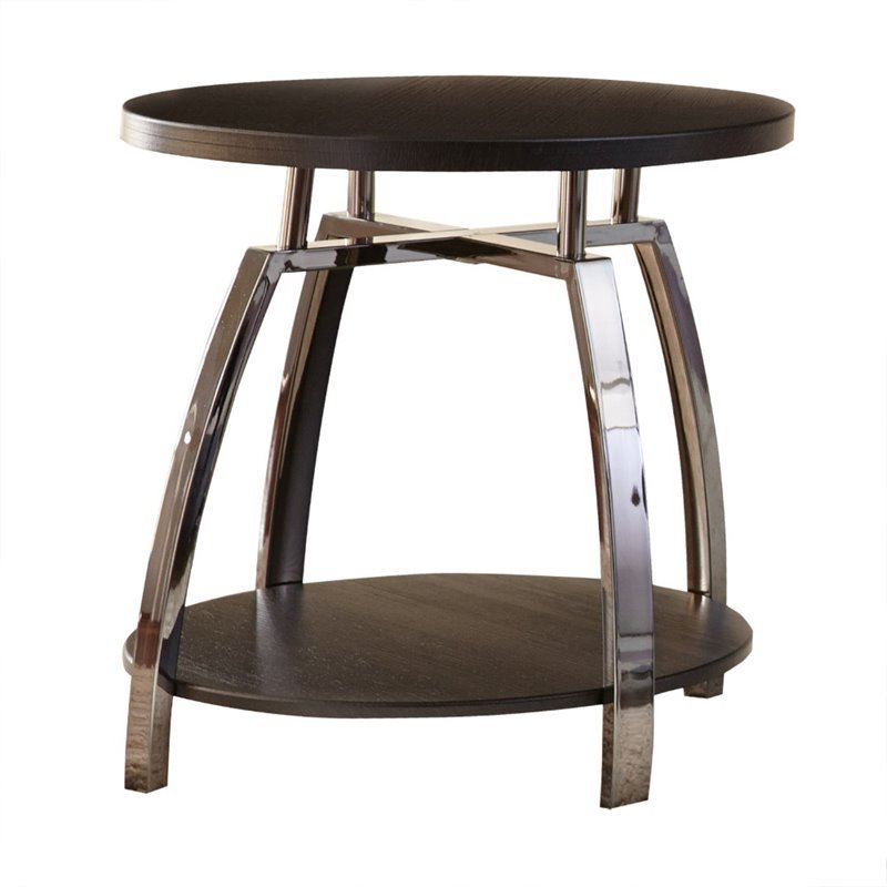 Home Square Round End Table in Black Nickel - Set of 2