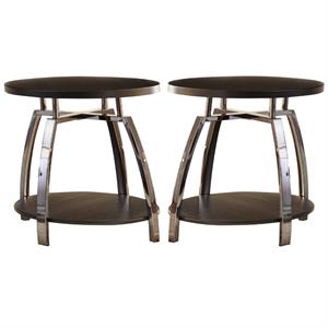 Home Square Round End Table in Black Nickel - Set of 2
