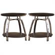 Home Square Round End Table in Black Nickel - Set of 2