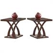 Home Square Square End Table in Espresso Cherry Wood - Set of 2