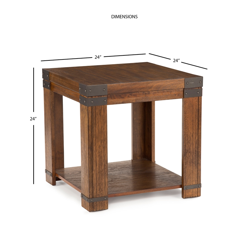Home Square Square End Table in Medium Cherry - Set of 2