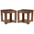 Home Square Square End Table in Medium Cherry - Set of 2