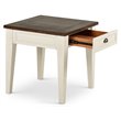 Home Square 1 Drawer End Table in Dark Oak and White - Set of 2