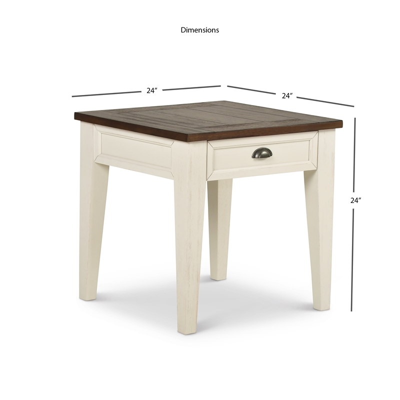 Home Square 1 Drawer End Table in Dark Oak and White - Set of 2
