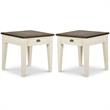Home Square 1 Drawer End Table in Dark Oak and White - Set of 2