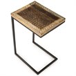 Home Square Metal Accent Chairside Table in Natural and Black - Set of 2