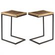 Home Square Metal Accent Chairside Table in Natural and Black - Set of 2