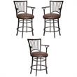 Home Square Metal Swivel Counter Stool in Brown - Set of 3