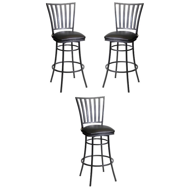 Home Square Commercial Metal Swivel Counter Stool in Black - Set of 3