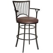 Home Square Metal Swivel Bar Stool in Brown Microsuede Seat - Set of 3