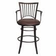 Home Square Metal Swivel Bar Stool in Brown Microsuede Seat - Set of 3