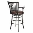 Home Square Metal Swivel Bar Stool in Brown Microsuede Seat - Set of 3