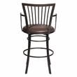 Home Square Metal Swivel Bar Stool in Brown Microsuede Seat - Set of 3