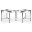 Home Square Contemporary Glass Top End Table in Chrome Base - Set of 2