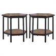 Home Square Mocha Hexagon End Table in Chocolate Brown - Set of 2