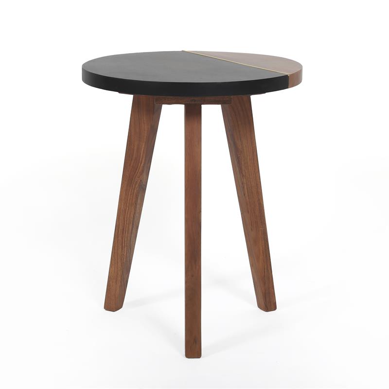 Home Square Round Accent Wood End Table in Brown Finish - Set of 2