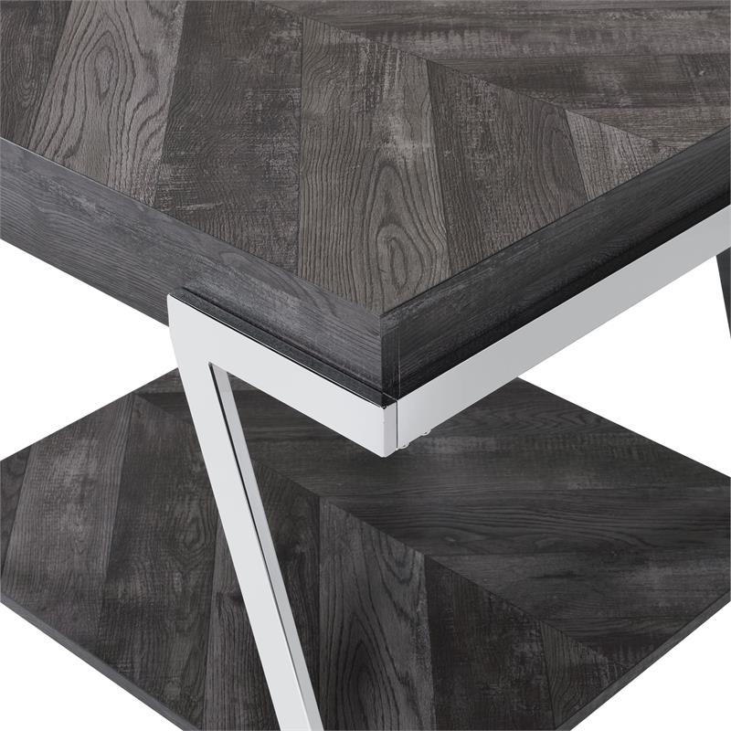 Home Square Wood and Laminate End Table in Dark Gray - Set of 2
