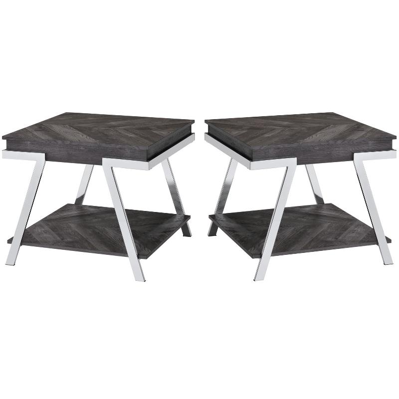Home Square Wood and Laminate End Table in Dark Gray - Set of 2