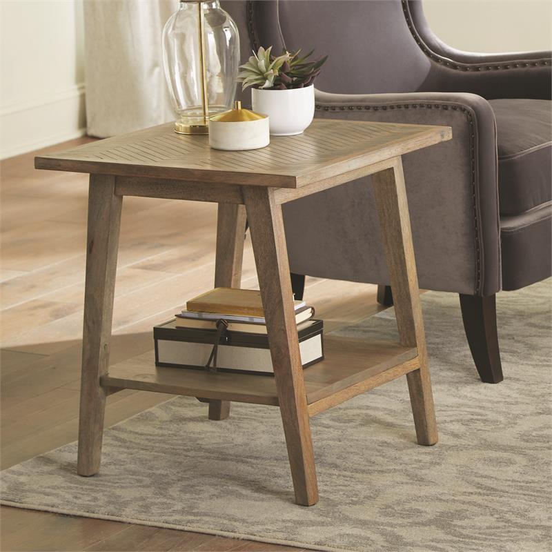 Home Square Wood Square End Table in Natural - Set of 2