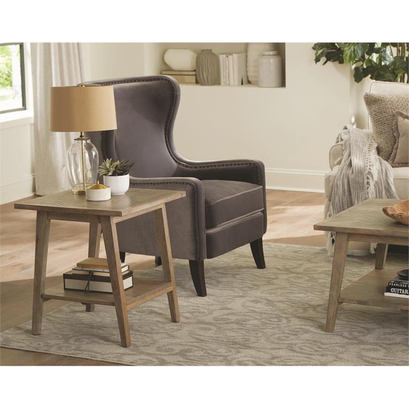 Home Square Wood Square End Table in Natural - Set of 2