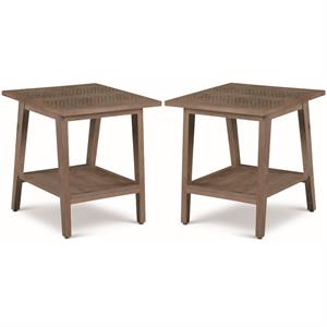 Home Square Wood Square End Table in Natural - Set of 2