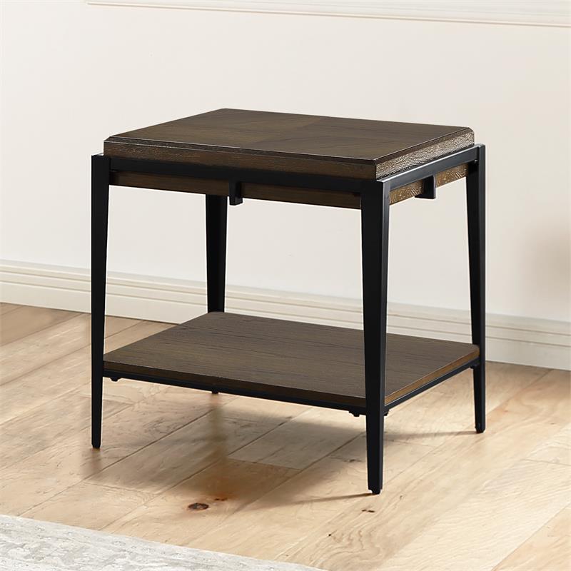Home Square Wood End Table in Espresso Finish - Set of 2