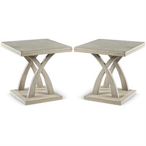 Home Square Wood End Table in Gray Finish - Set of 2